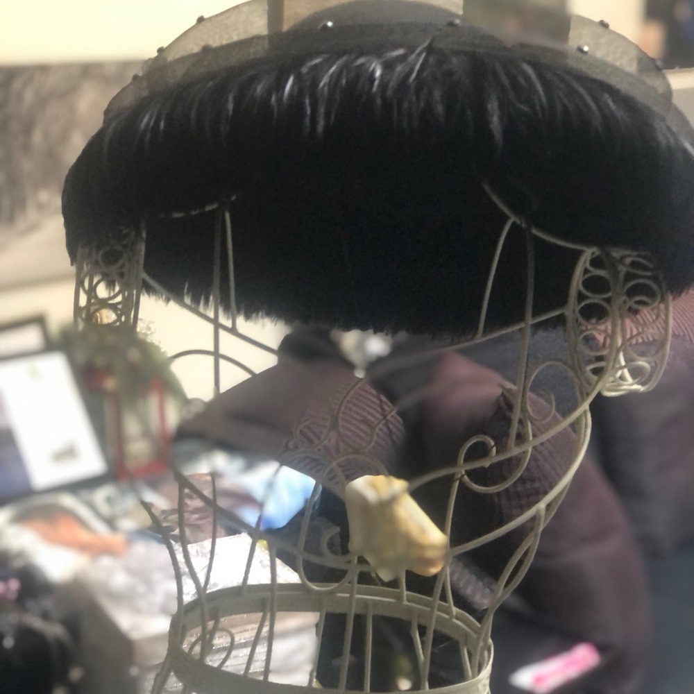 Unique Vintage Elegant Black Feather Hat